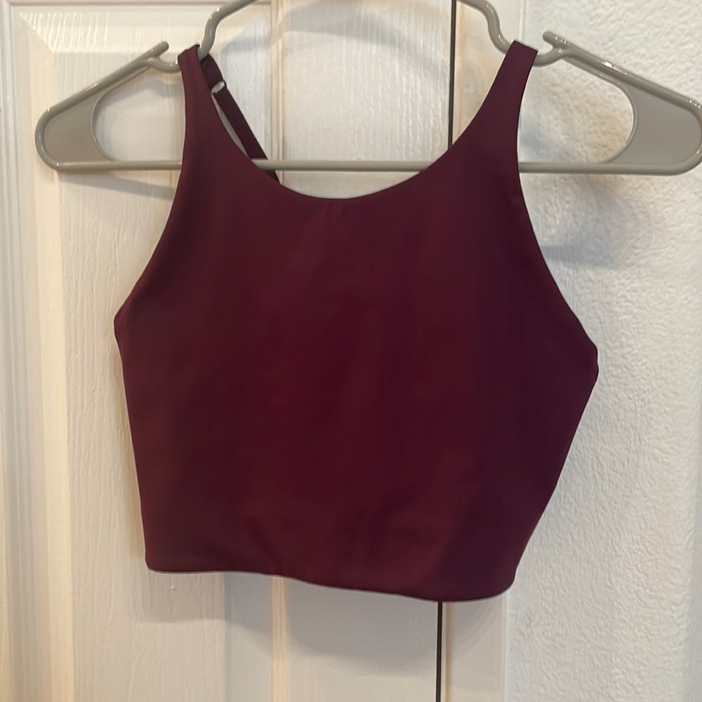 Girlfriend Collective Plum Topanga Halter Bra Size Medium